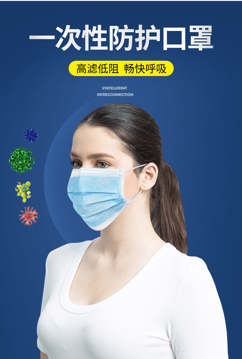 登升3层口罩一次性成人过滤加厚防尘透气小学生防护口鼻罩10只装囗窧
