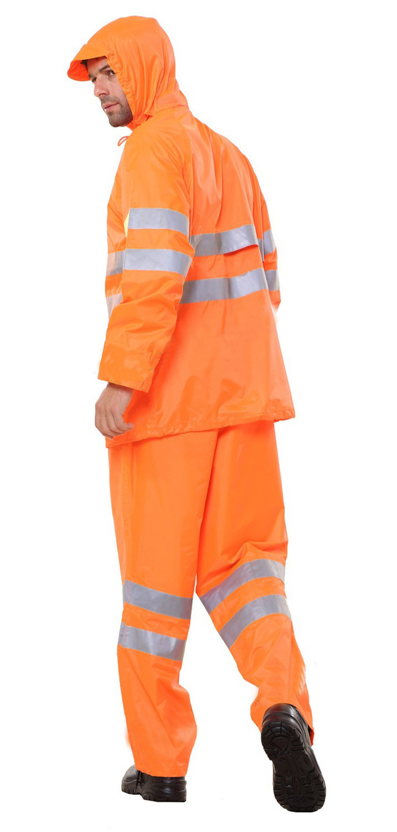 安大叔d012/c001橙色80602雨衣雨裤套装3m视觉丽髙警示pvc防水涂层